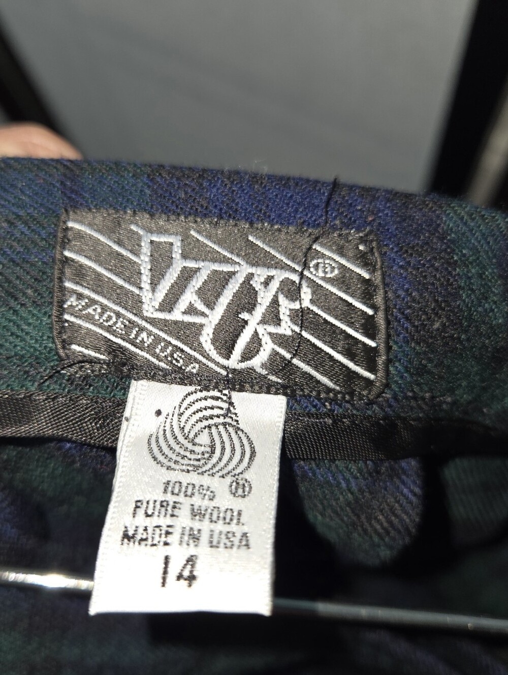 Vintage Green Blue Black Plaid Wool Midi Wrap Skirt Size 14 Cottagecore - Picture 4 of 5